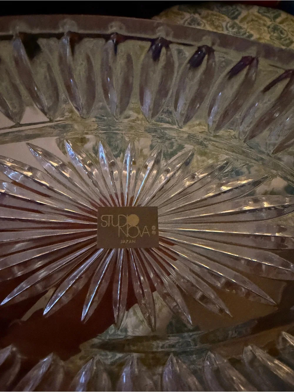 Studio Nova Clear Glass Floral-Top Oval Covered Dish